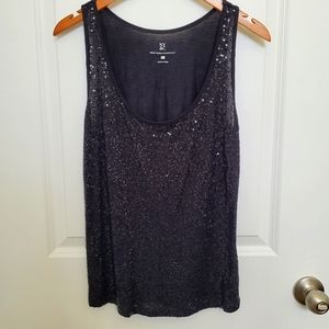 New York & Company Light, Black Tank Top With Sequins XS